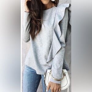 Halogen long sleeve ruffle sweater top